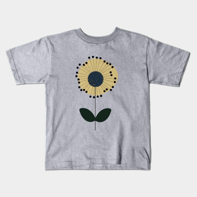 Retro Sunflower Design Kids T-Shirt by Lisa Williams Design